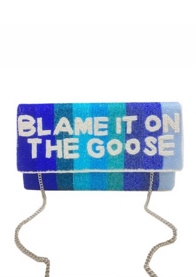 Blue Beaded Clutch Purse