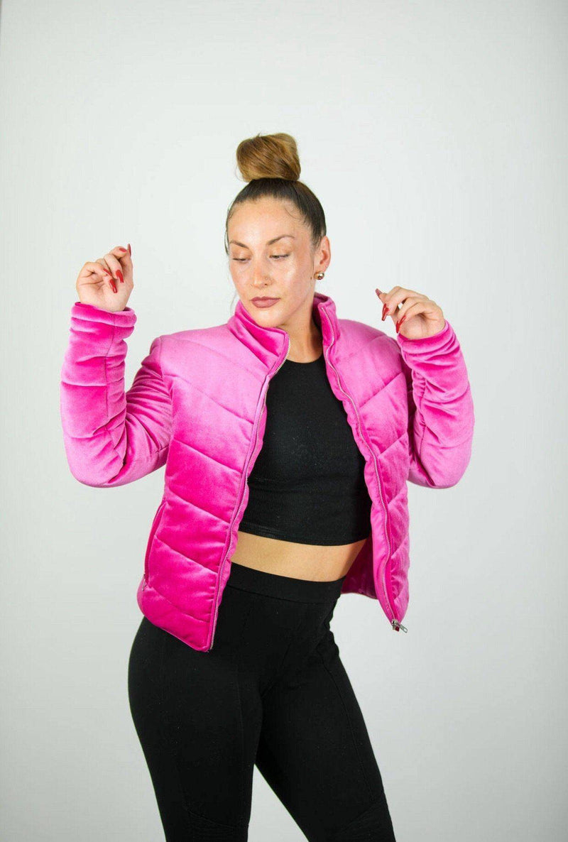 Pink Velvet Puffer Jacket