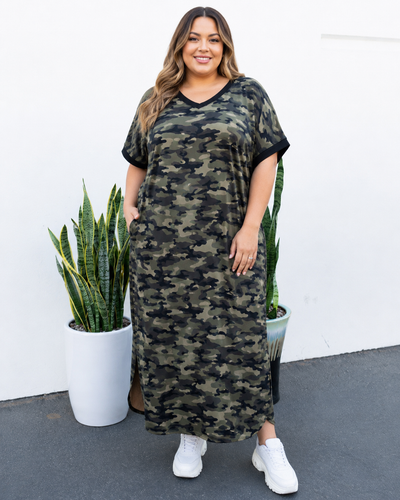 Camo Maxi Dress – Casual & Effortless Style