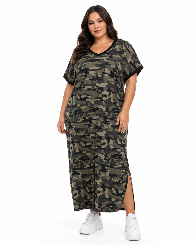 Camo Maxi Dress – Casual & Effortless Style