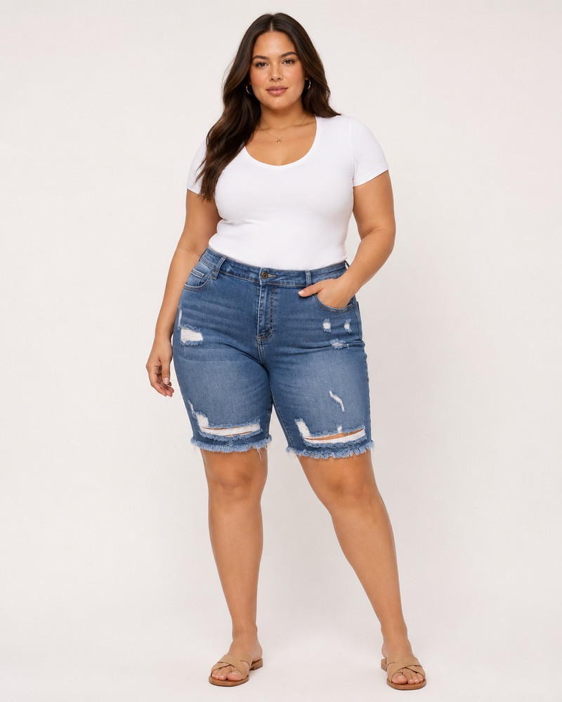 Plus Size Bermuda Denim Short