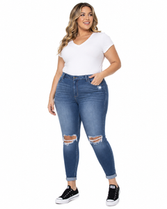 Plus Size Cuffed Skinny Denim Jean – Curvy & Confident