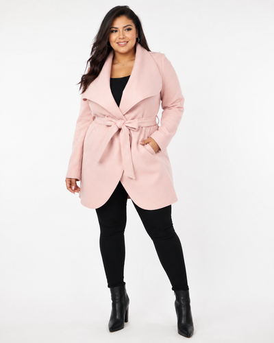 Rose Shawl Wrap Pink Belted Jacket