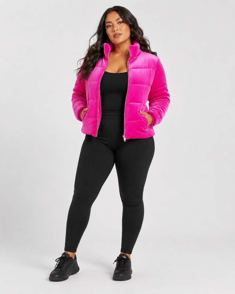 Pink Velvet Puffer Jacket