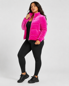 Pink Velvet Puffer Jacket