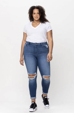 Plus Size Cuffed Skinny Denim Jean