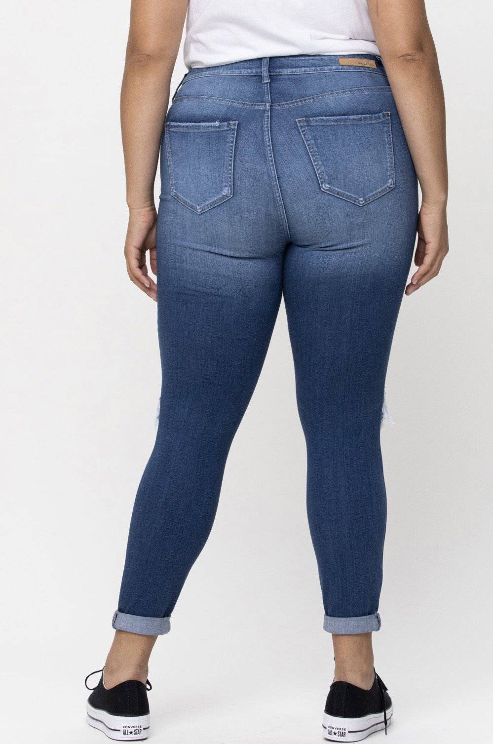 Plus Size Cuffed Skinny Denim Jean