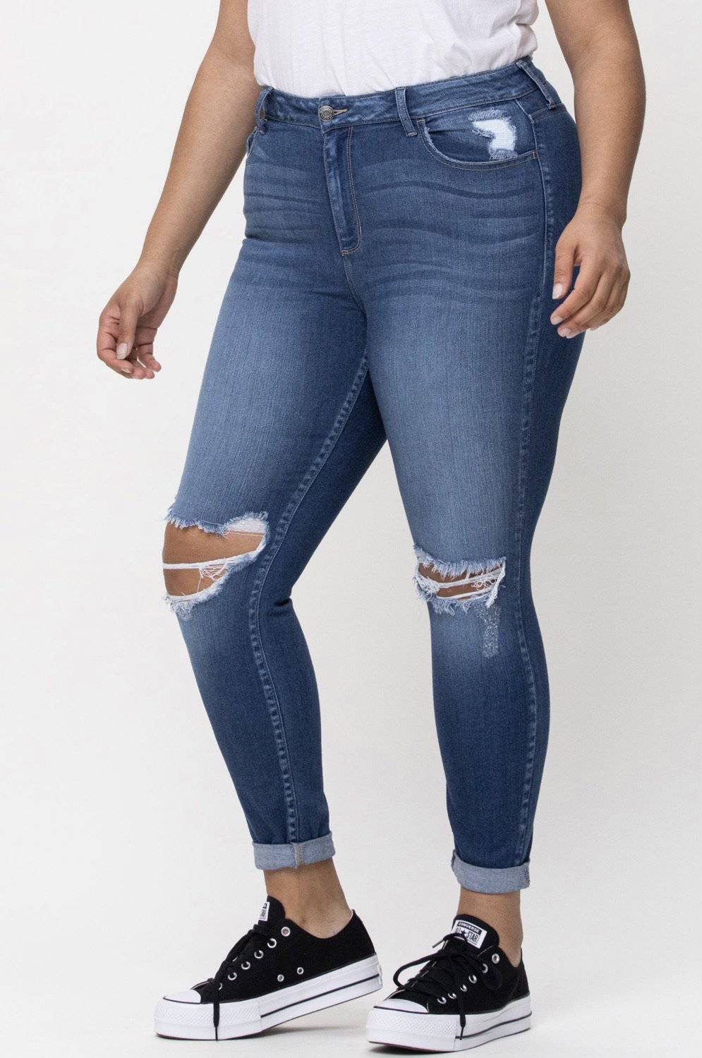 Plus Size Cuffed Skinny Denim Jean